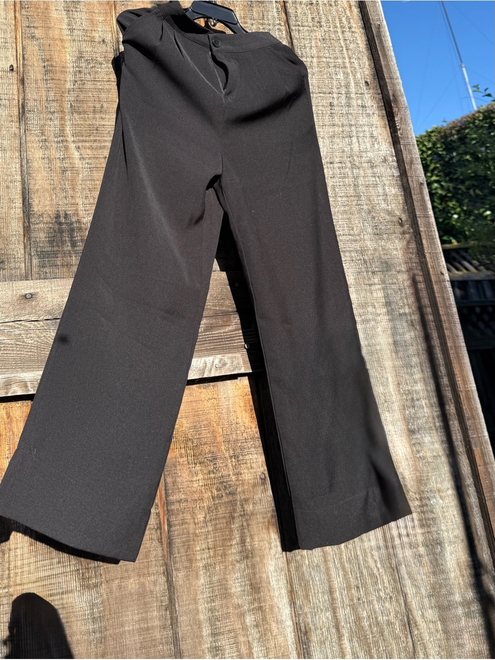 Classic Pleated Black Straight-Leg Trouser Dress Pants